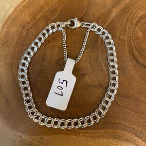 James Avery Light Double Curb Charm Bracelet, Size M, Sterling Silver